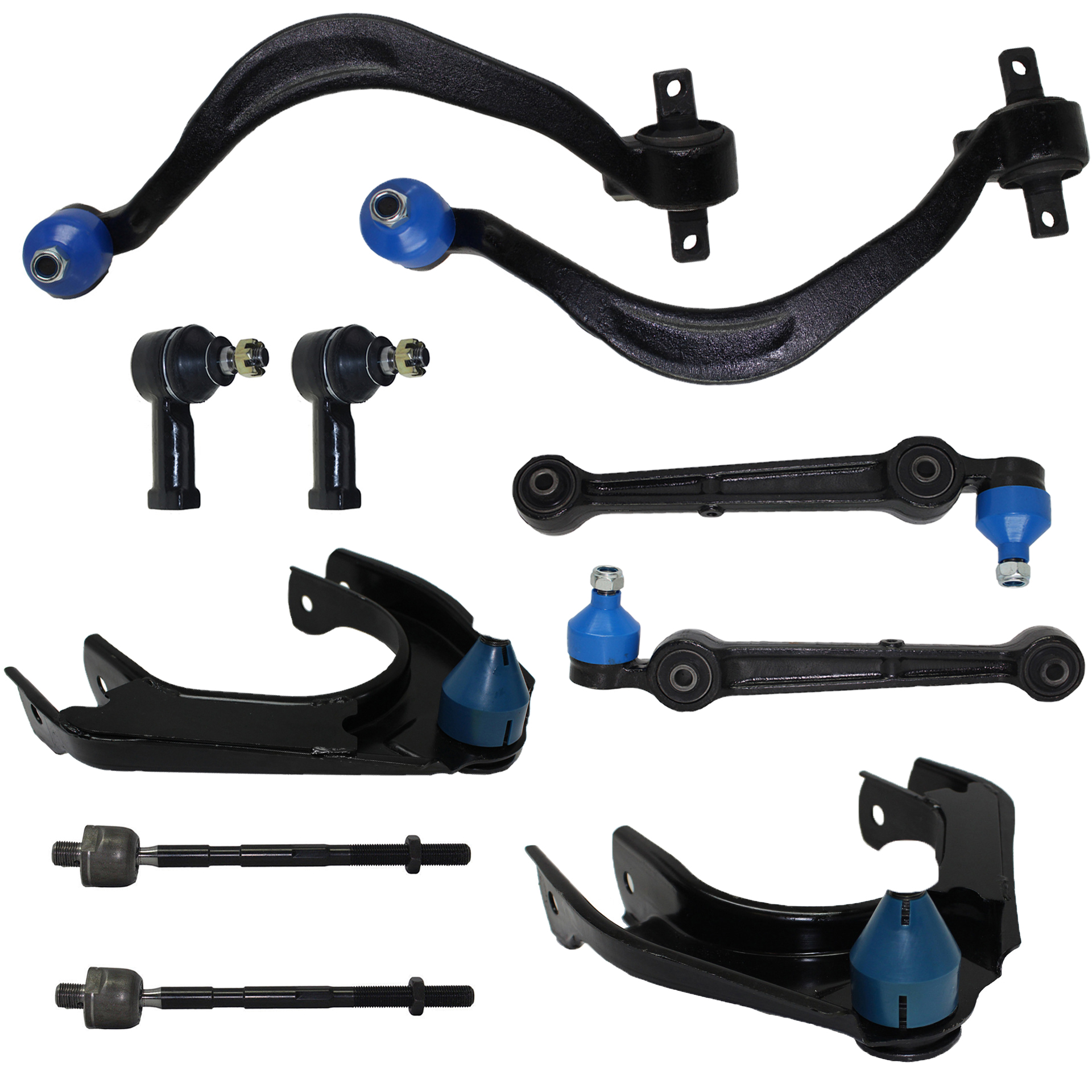 10pc Front Upper Lower Control Arms Tie Rods Suspension Kit