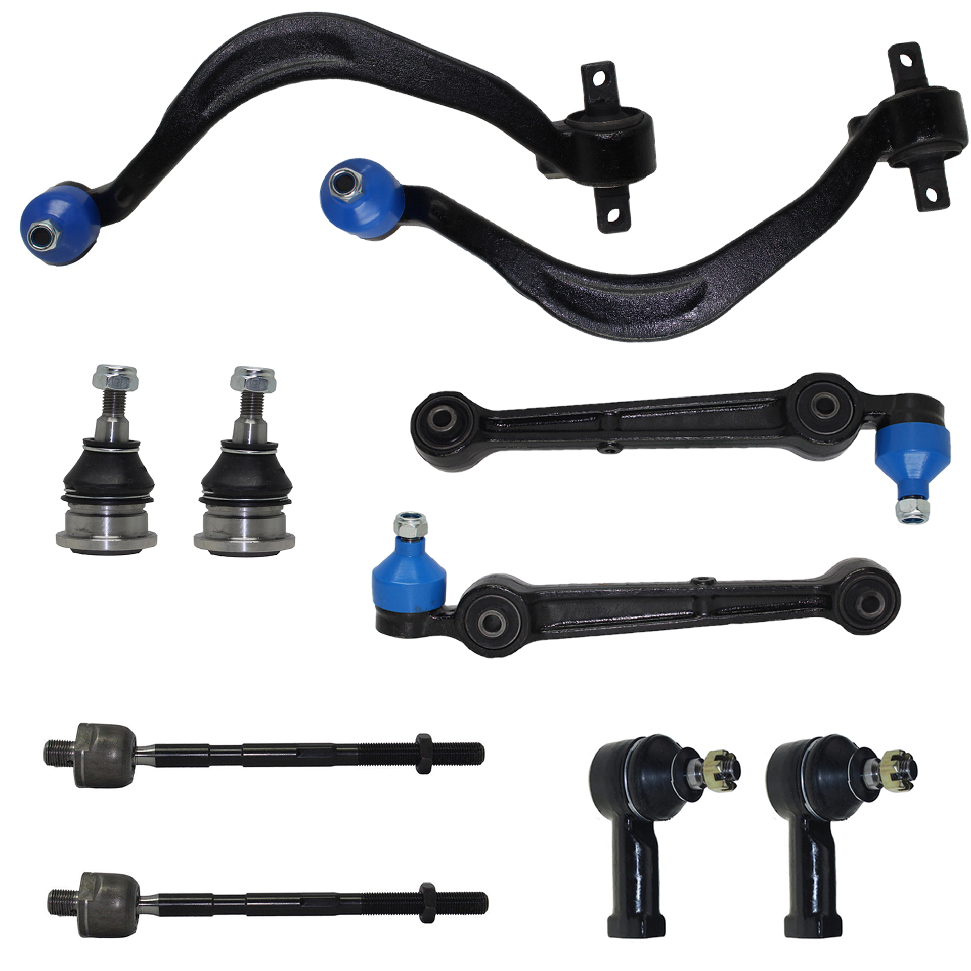 10pc Front Lower Control Arms Upper Ball Joints Tie Rods Suspension Kit