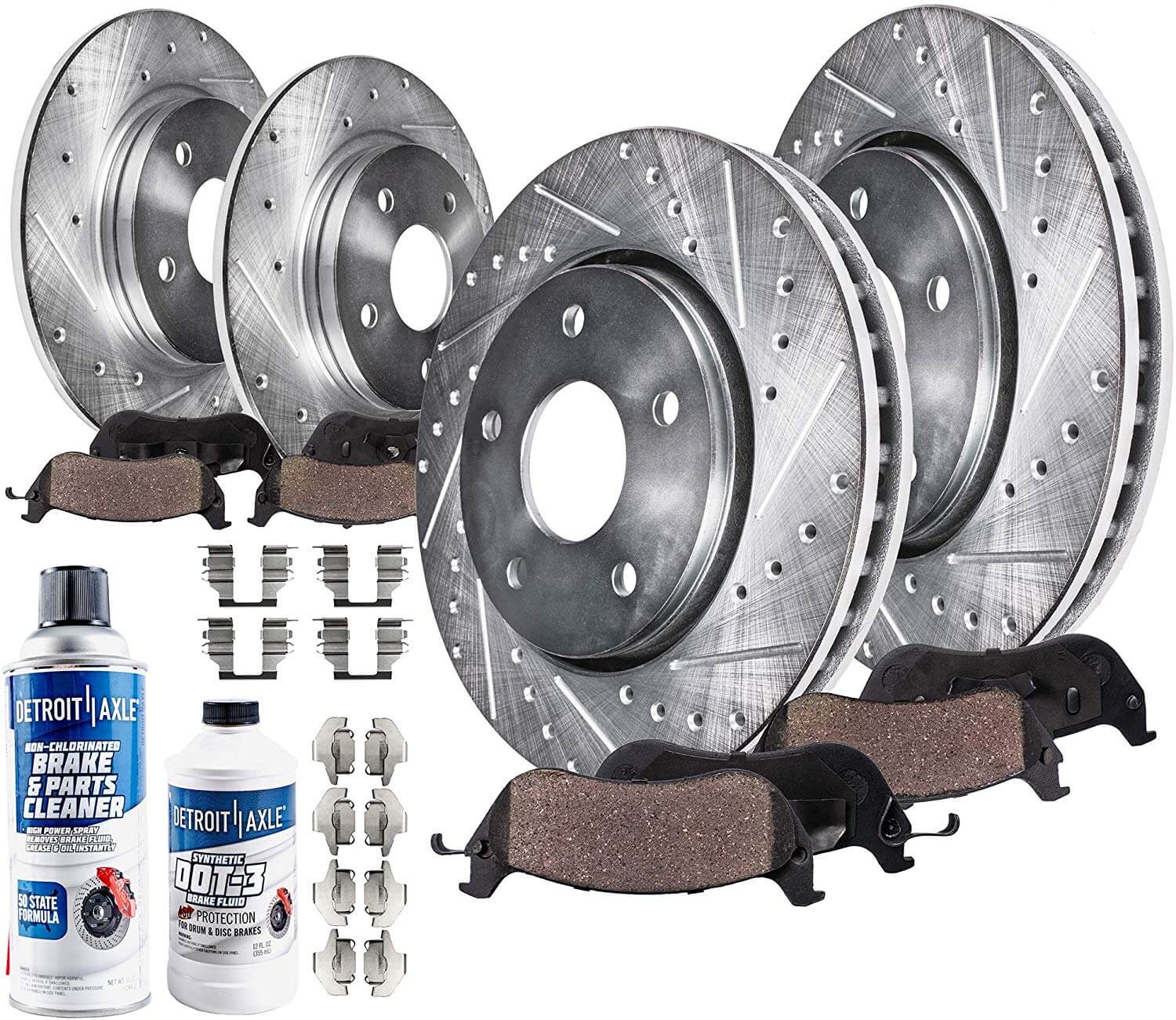 10pc Front & Rear Drilled Slotted Rotors and Ceramic Brake Pads Kit