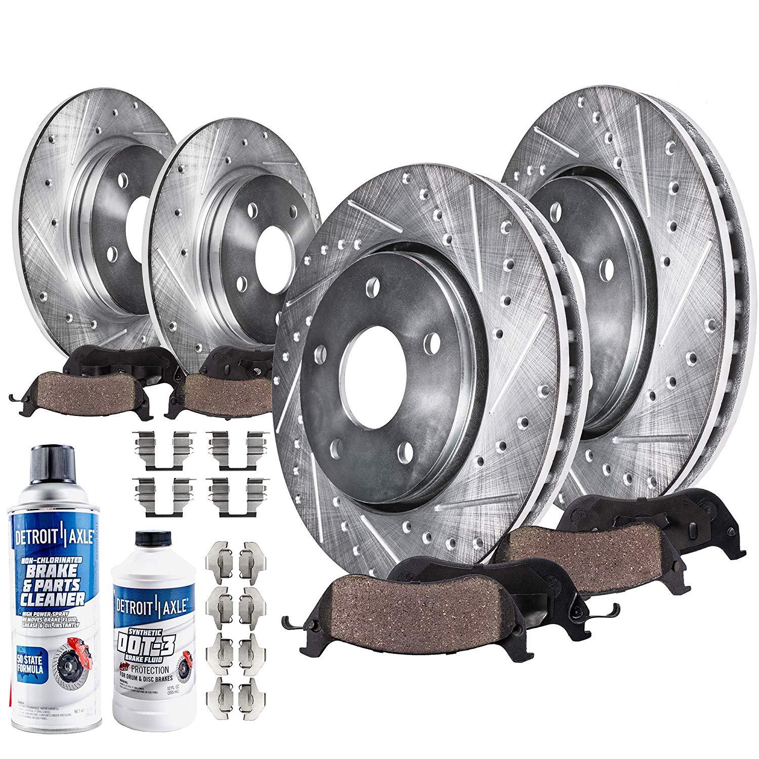 10pc Front & Rear Drilled Slotted Rotors and Ceramic Brake Pads Kit