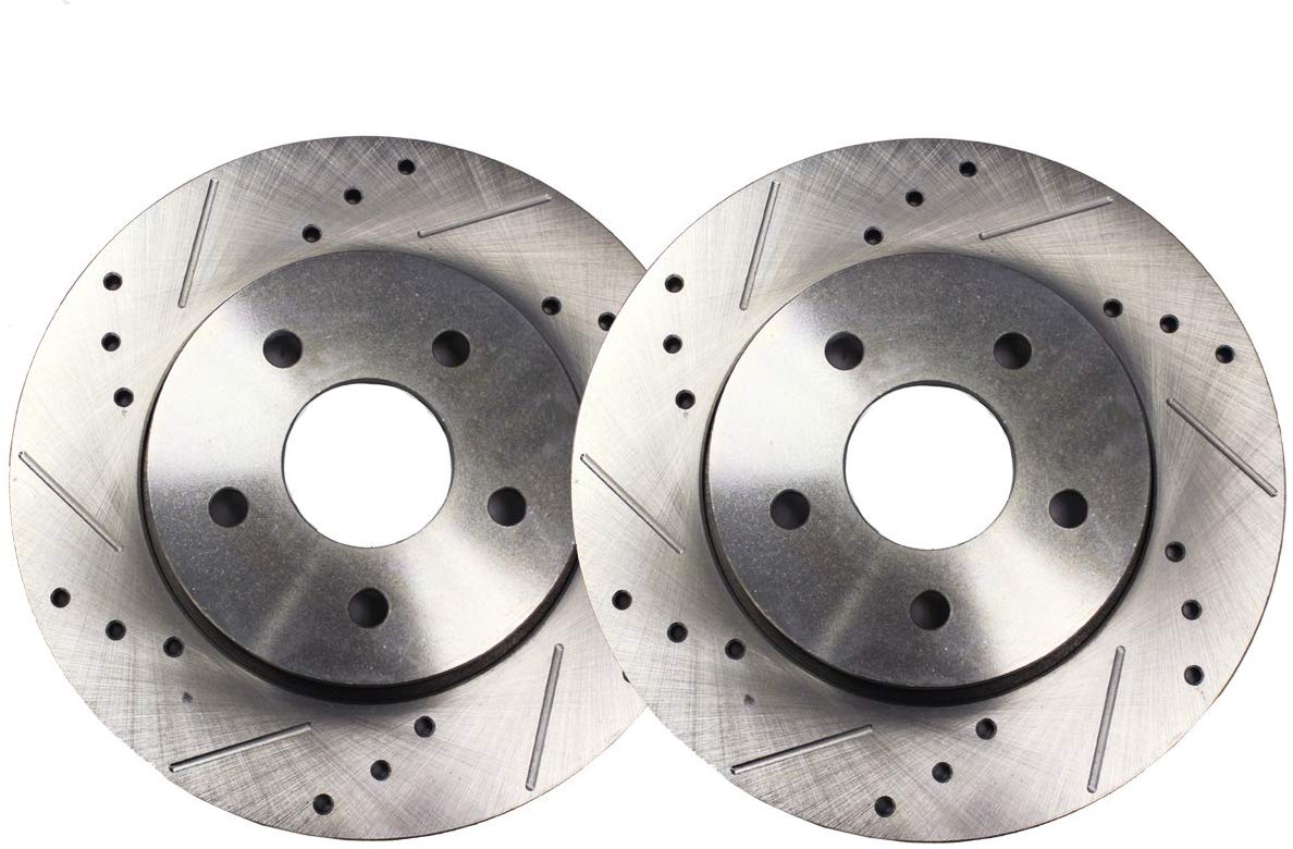 thumbnail image 2 of Brakenetic Sport Drilled & Slotted Brake Disc Rotors – Front & Rear Set BSR94784 – Zinc Plated 2 of 4