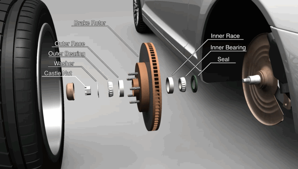 complete wheel hub assembly with studs and integrated wheel bearing