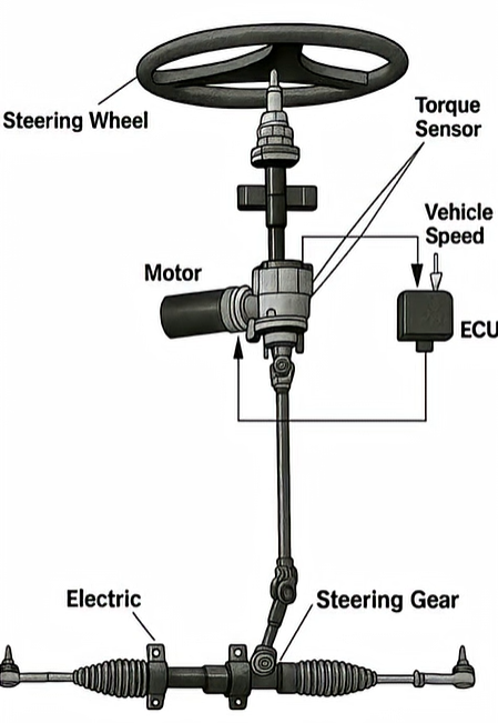 Image showing a diagram of a power steering system on a car