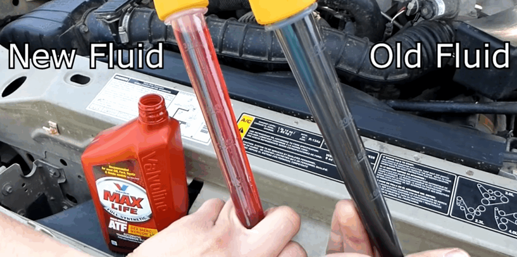 Image showing a comparison between old and new power steering fluid