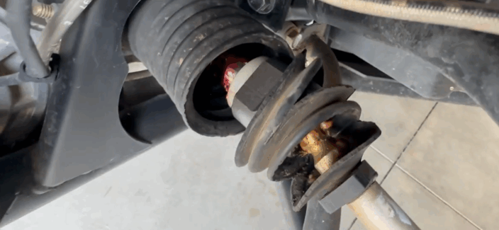 Photo showing torn rack and pinion boot