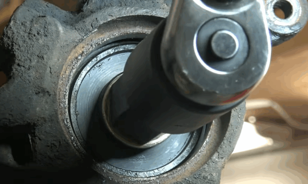 Image showing the pressing of a new wheel bearing