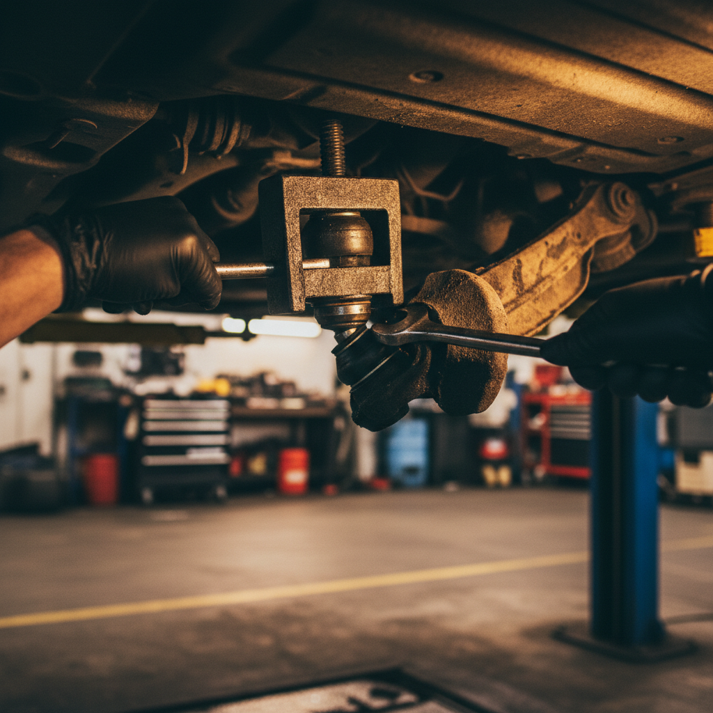 Press-style separator removing a lower ball joint from the steering knuckle